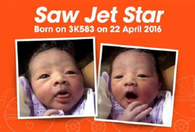 Baby born aboard Jetstar Asia flight is named after airline